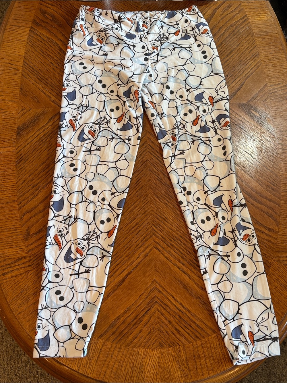 Disney White Olaf All-Over Print Leggings with Blue and Orange Accents